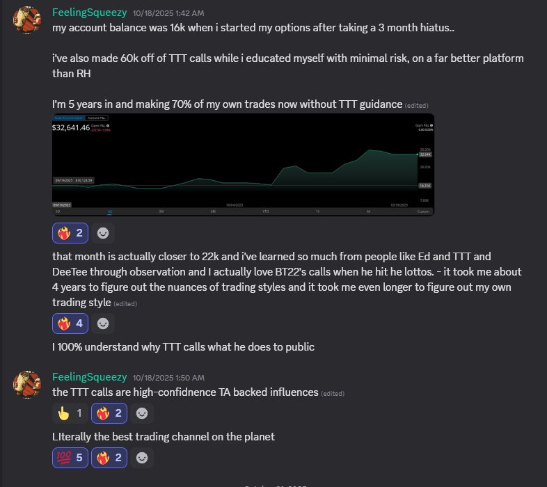 Member: Made $60k from TTT calls, now trading independently